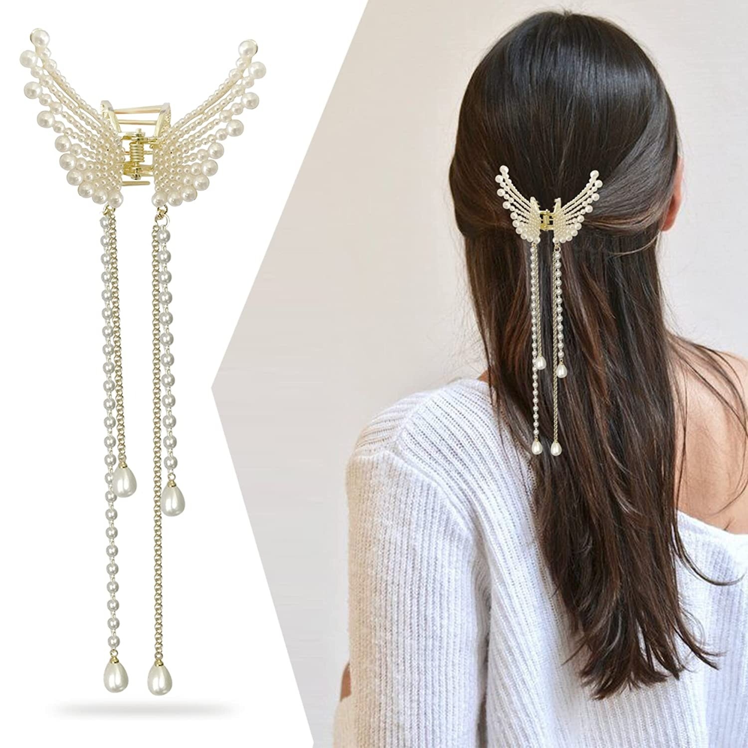 1 Pc Hair Clips For Women Stone Accessories For Girls Butterfly Hair Clip Pearl Hair Clip